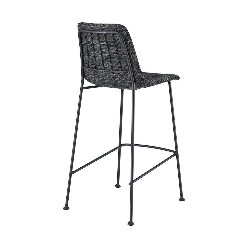 Set of Two 26" Black Fabric and Steel Low Back Counter Height Bar Chairs
