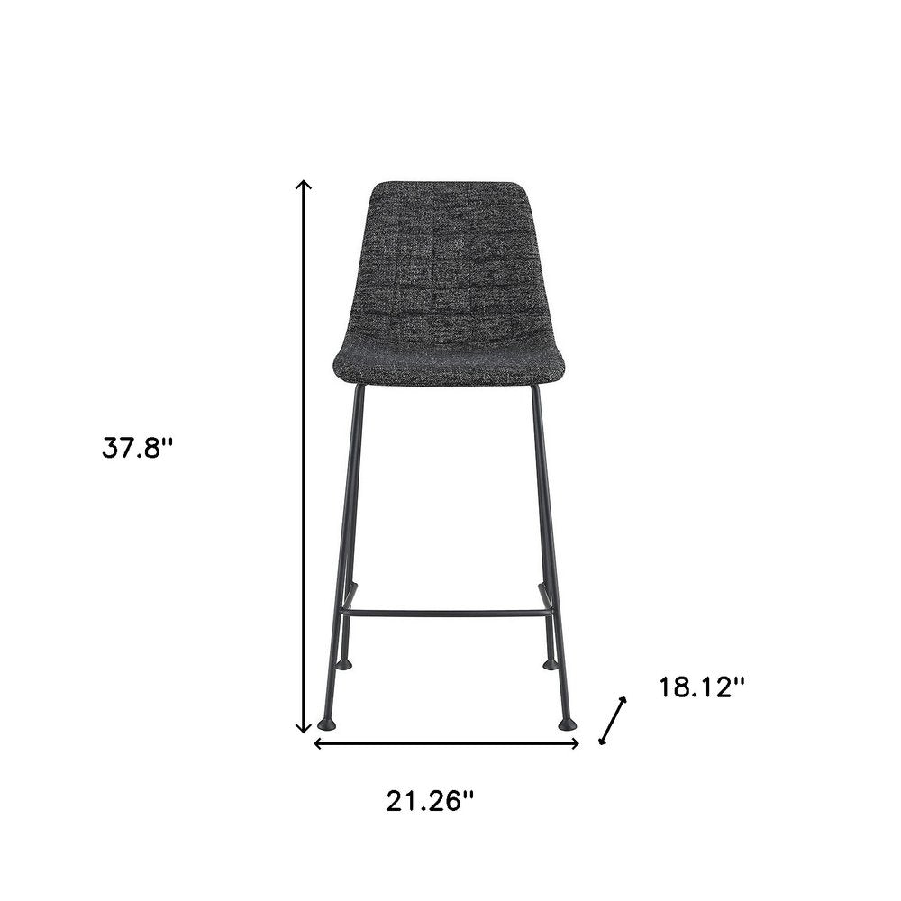 Set of Two 26" Black Fabric and Steel Low Back Counter Height Bar Chairs