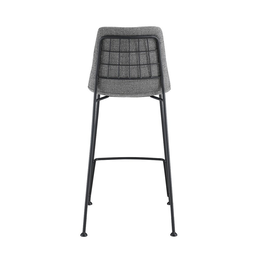 Set of Two 26" Light Gray and Black Fabric and Steel Low Back Counter Height Bar Chairs