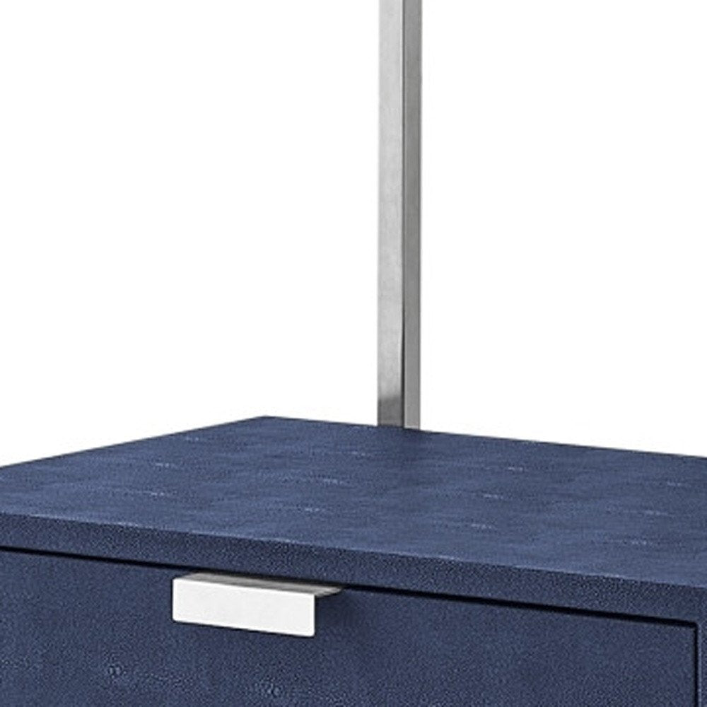 68" Gray Stainless Steel Four Tier Etagere Bookcase with a drawer