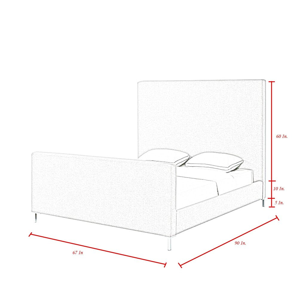 Gray Solid Wood King Upholstered Linen Bed