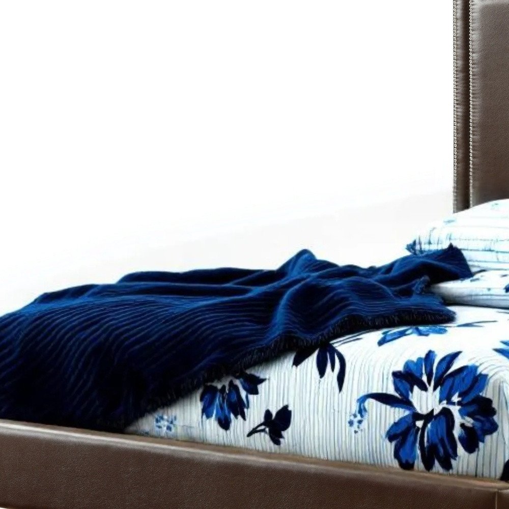 Gray Solid Wood King Upholstered Velvet Bed with Nailhead Trim