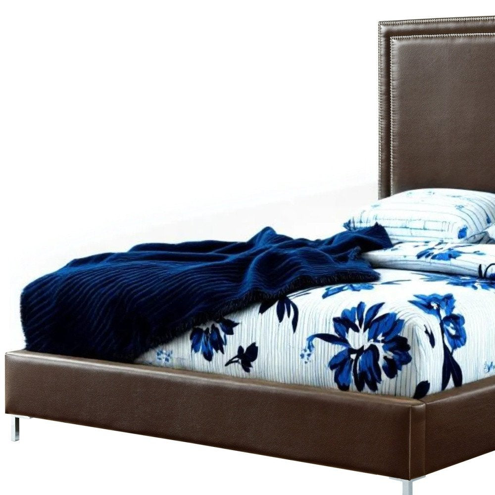 Gray Solid Wood King Upholstered Velvet Bed with Nailhead Trim