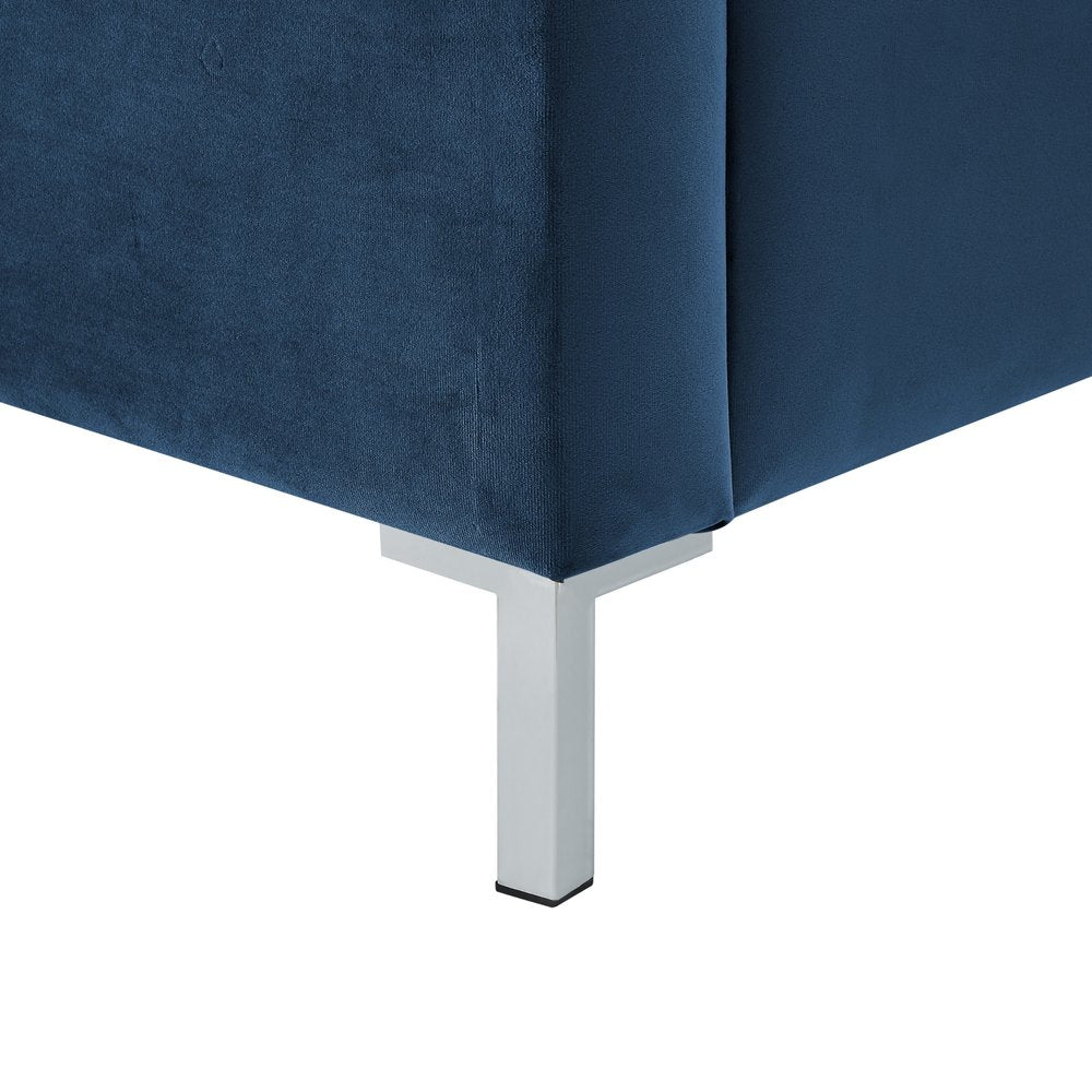 Gray Solid Wood King Upholstered Velvet Bed with Nailhead Trim