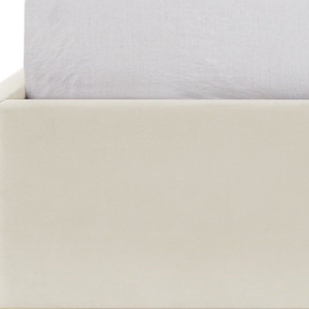 Beige Solid Wood King Upholstered Velvet Bed