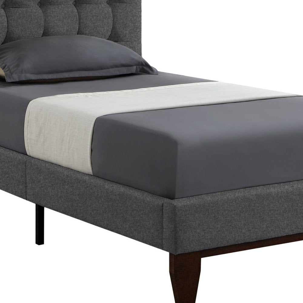 Navy Blue Solid Wood Twin Tufted Upholstered Velvet Bed