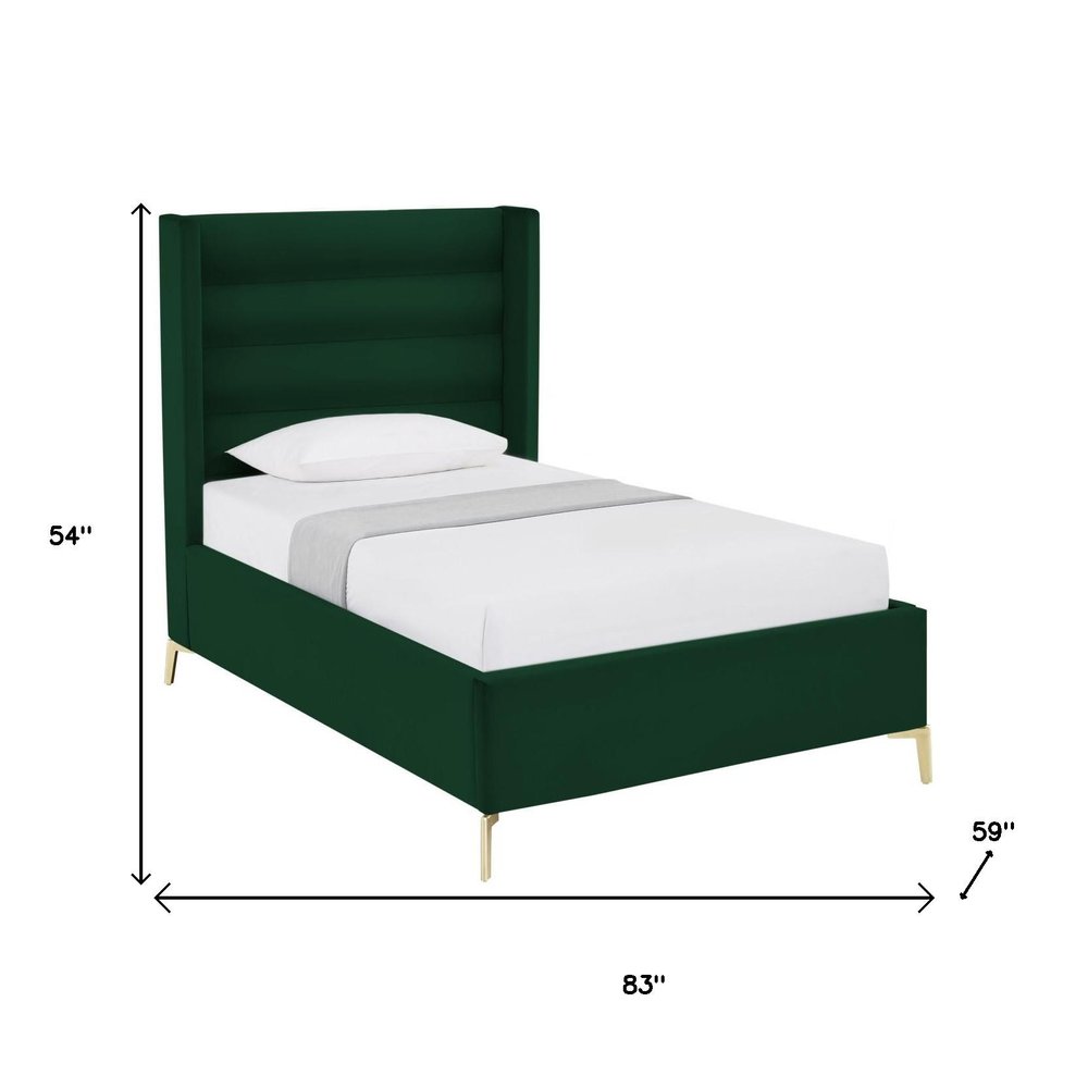 Green Velvet Upholstered Queen Bed Frame