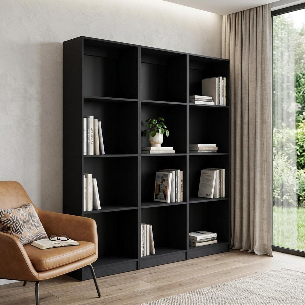 71" Black Five Tier Bookcase