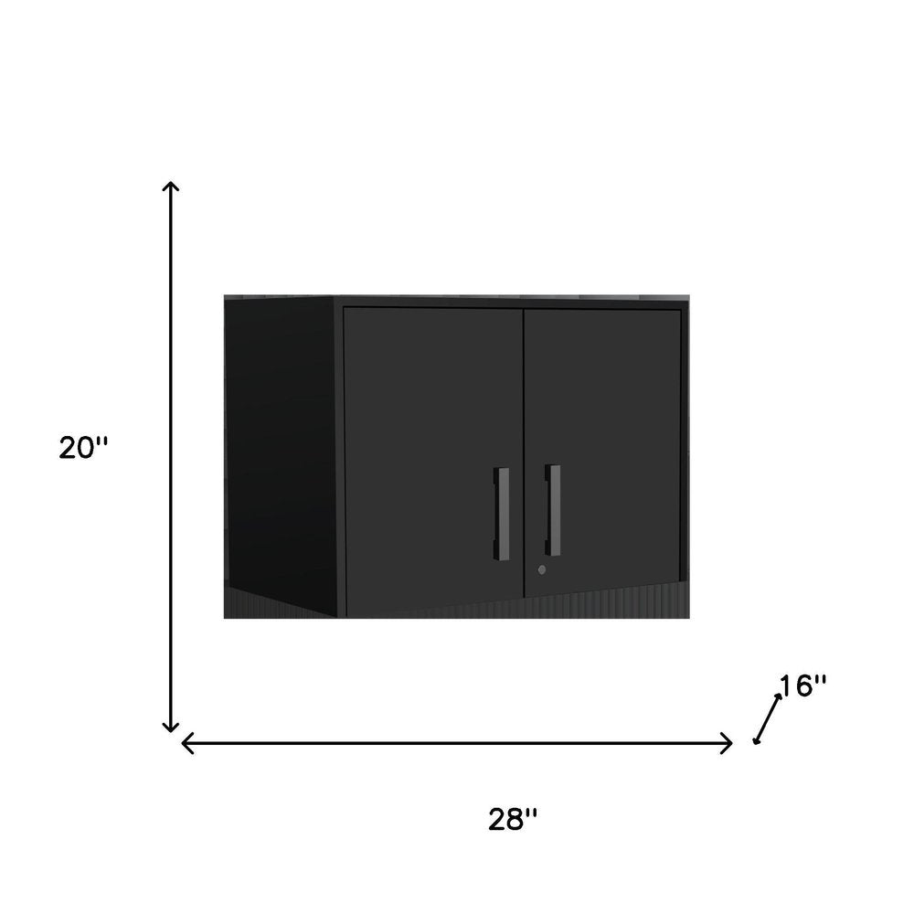 28" Black Wall mounted Accent Cabinet With Four Shelves