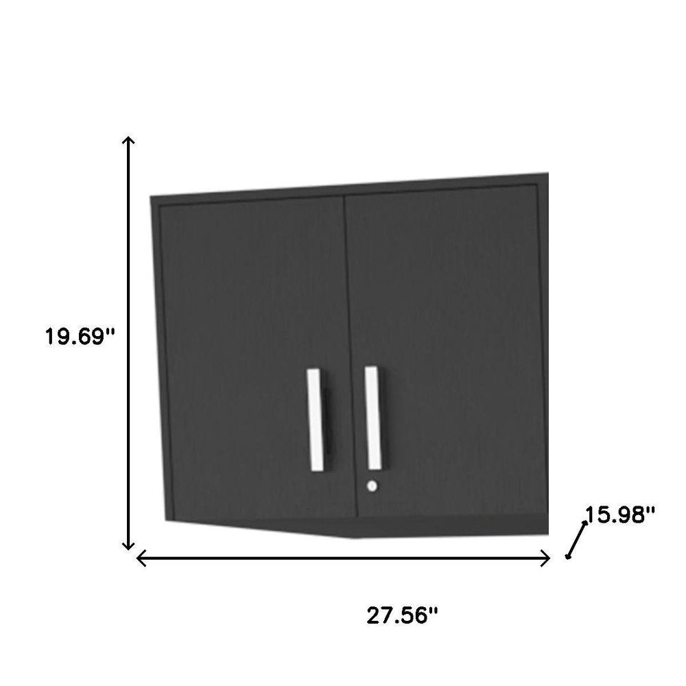 28" Black Wall mounted Accent Cabinet With Nine Shelves And Three Drawers