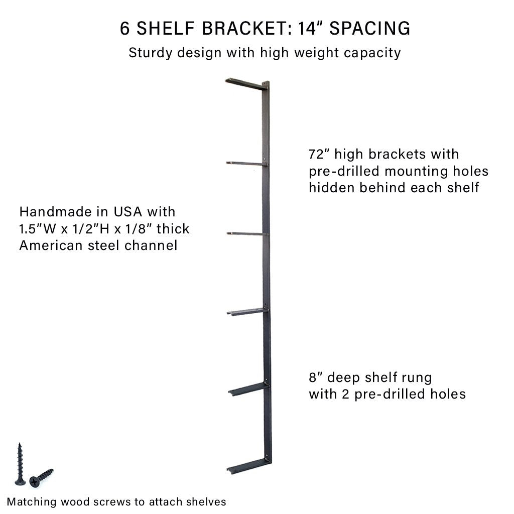 Wall Mount 6 Shelf Unit: 72" H