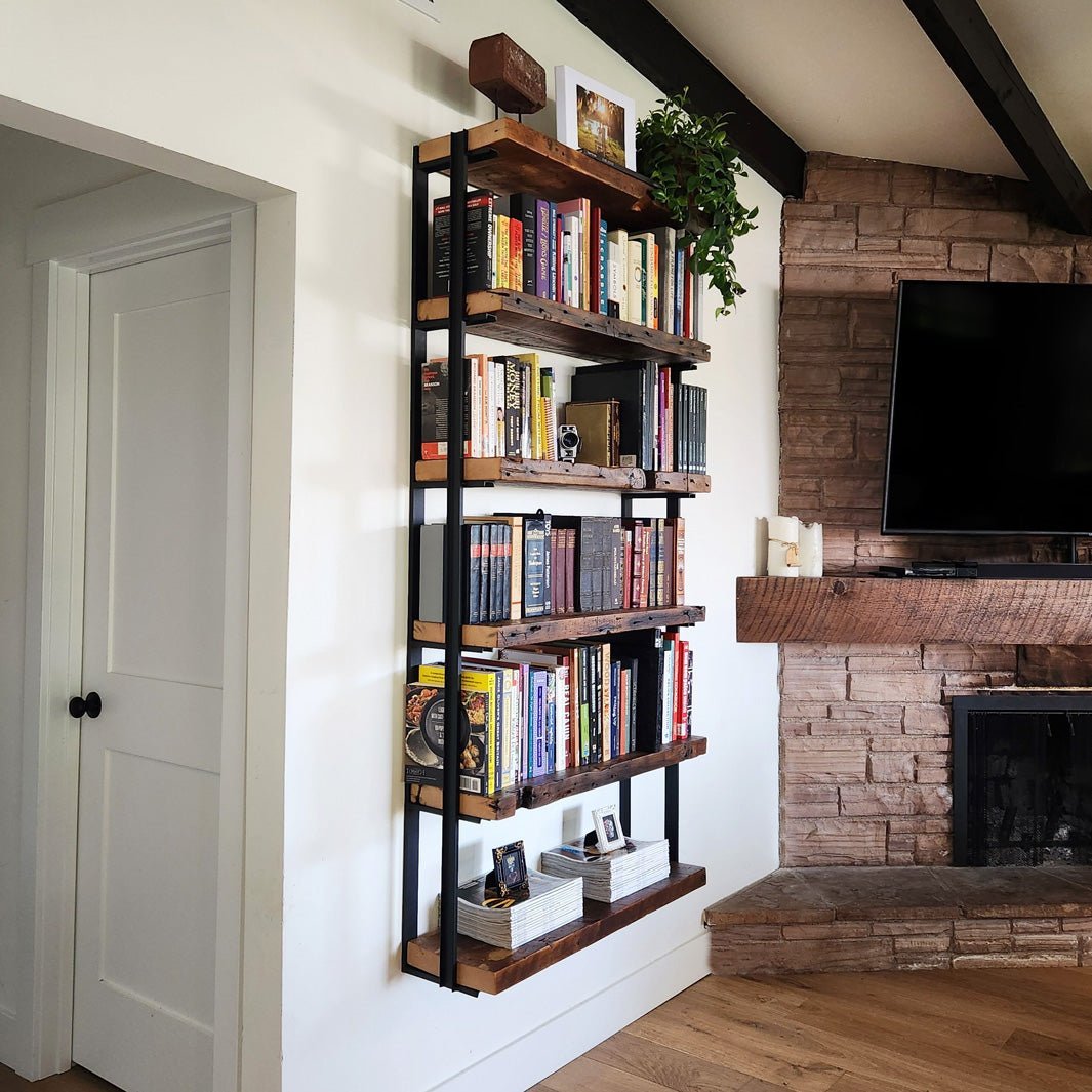 Wall Mount 5 Shelf Unit with Bookends: 72"H