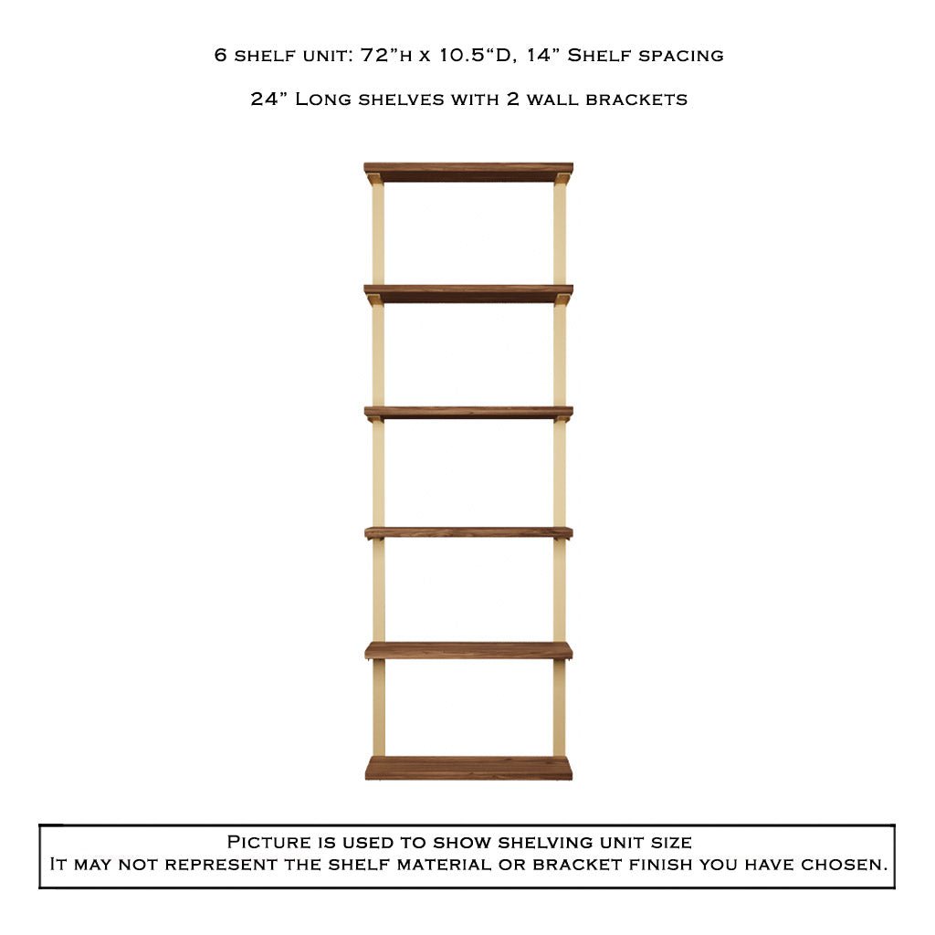 Wall Mount 6 Shelf Unit: 72" H