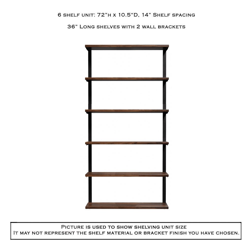 Wall Mount 6 Shelf Unit: 72" H