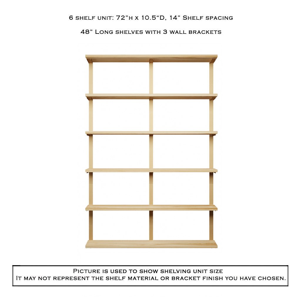 Wall Mount 6 Shelf Unit: 72" H