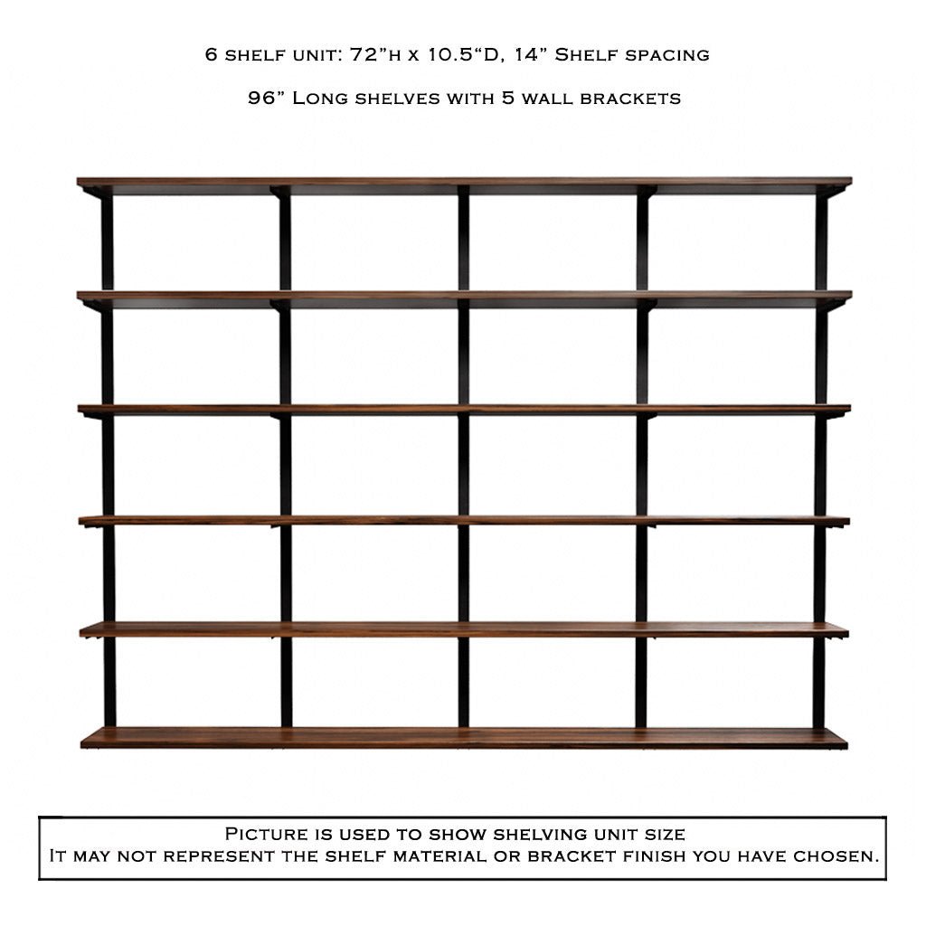 Wall Mount 6 Shelf Unit: 72" H