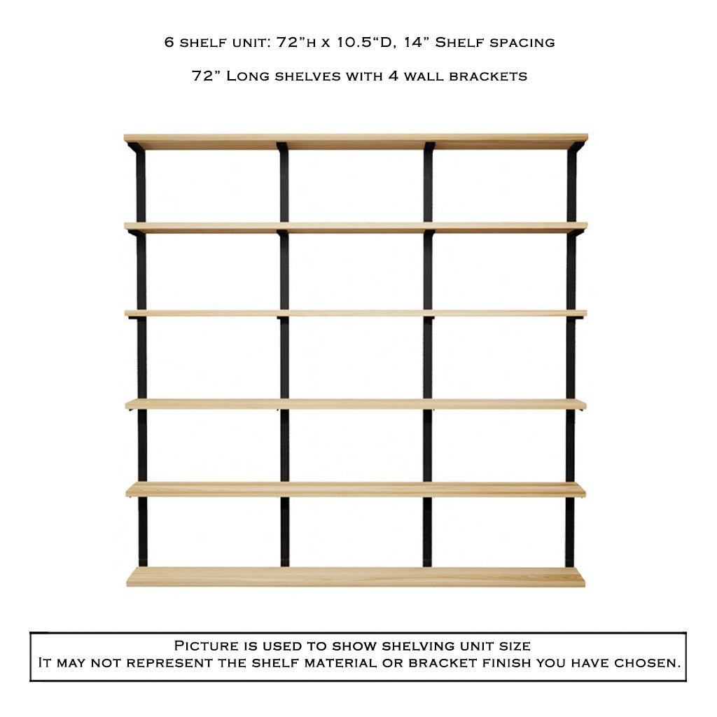 Wall Mount 6 Shelf Unit: 72" H