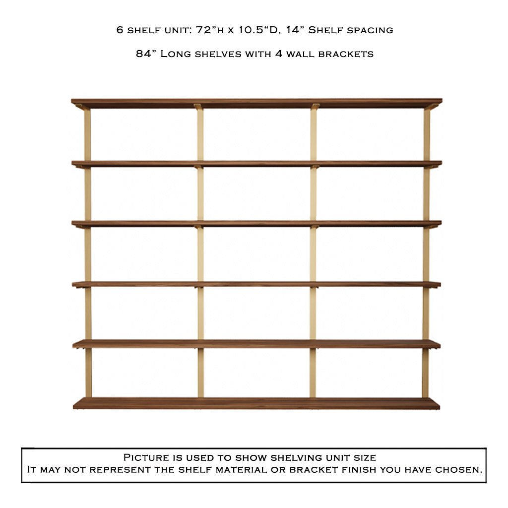 Wall Mount 6 Shelf Unit: 72" H