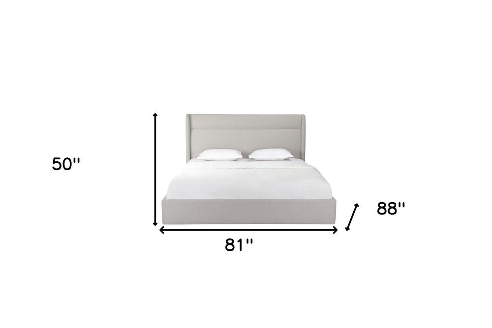 Gray Tufted Linen Blend Upholstered King Bed Frame