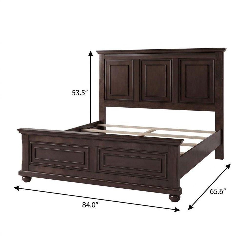 Brown Solid Wood Queen Bed Frame