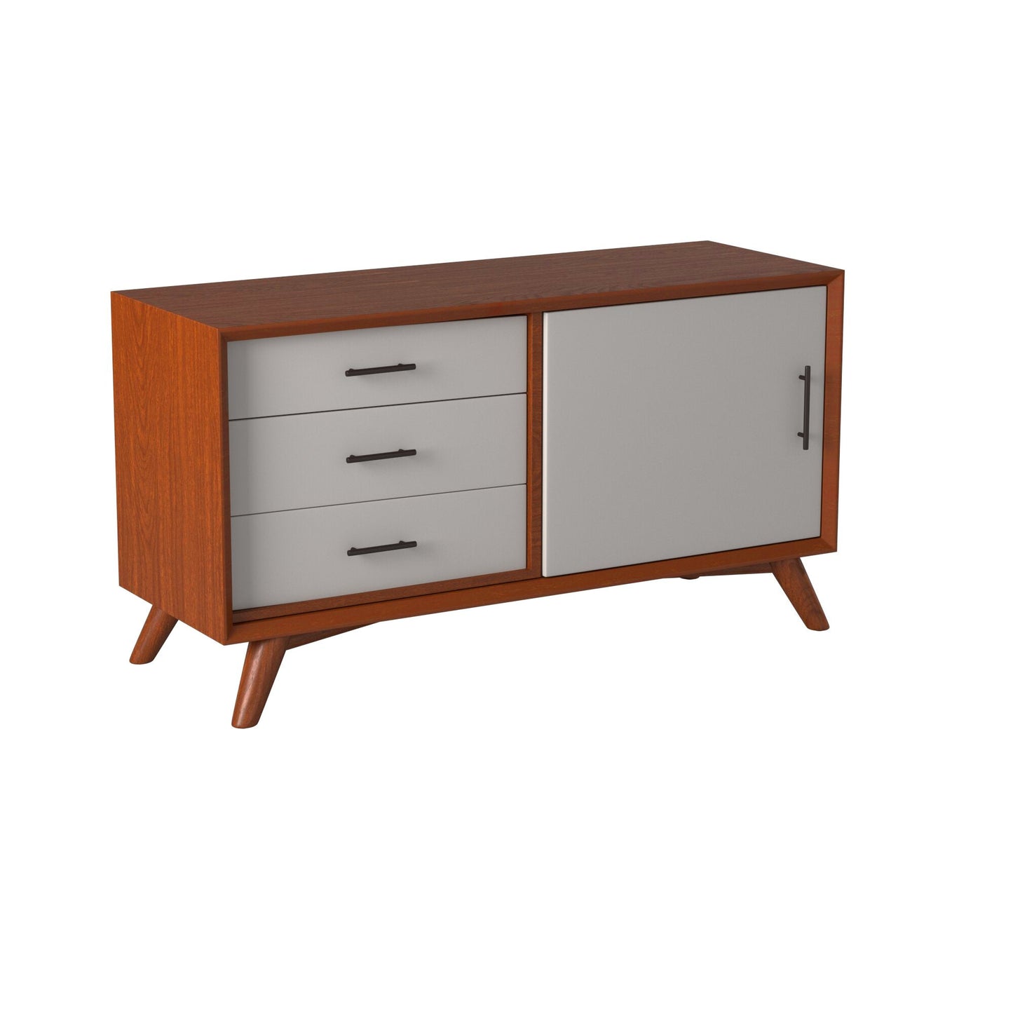 Flynn Small TV Console, Cherry Acorn/White