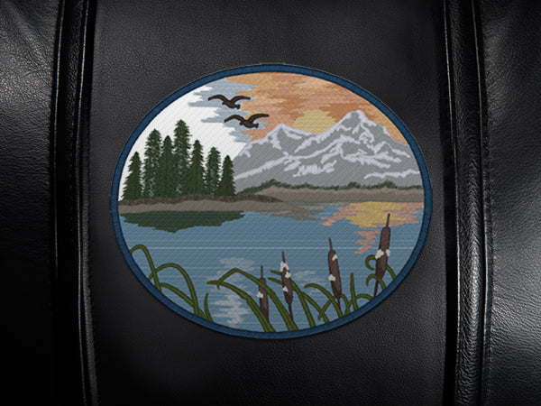 Curve Task Chair with Mountain Background Logo Panel