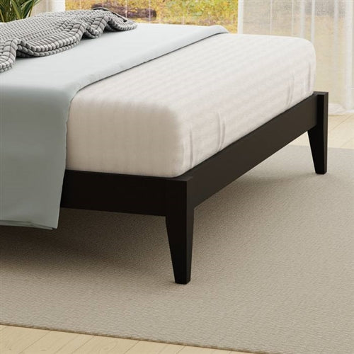 Traditional Solid Wooden Platform Bed Frame with Headboard in Black