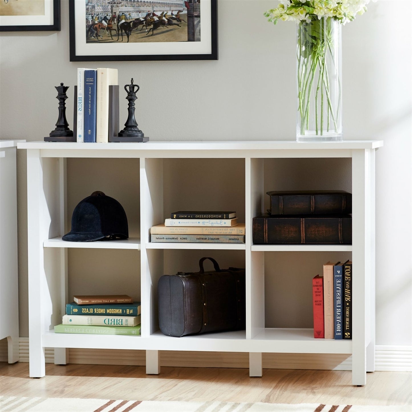 Adjustable Shelf 6-Cube Bookcase Storage Unit Sideboard in White