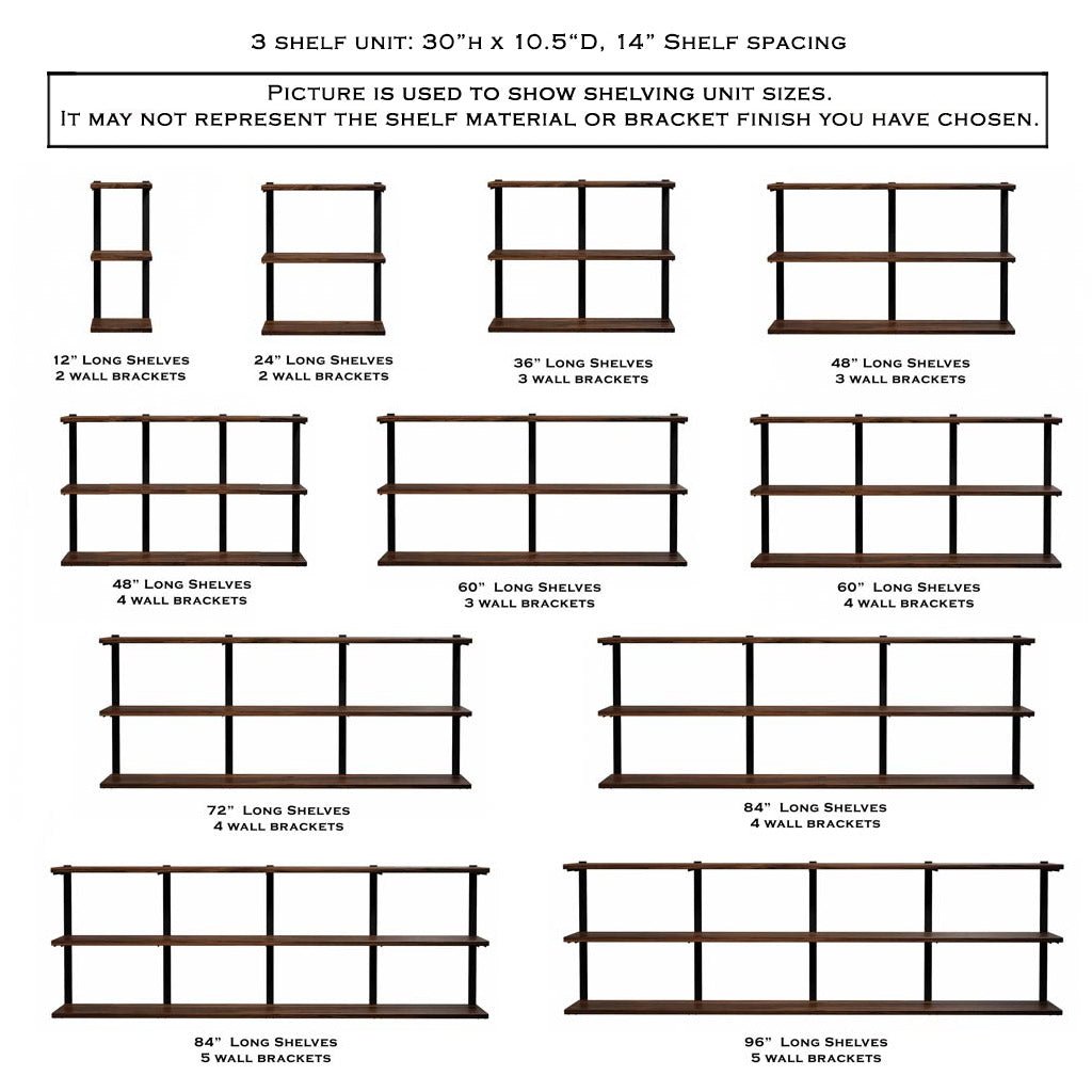 Wall Mount 3 Shelf Unit: 30" H