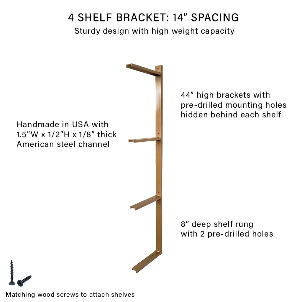 Wall Mount 4 Shelf Unit: 44" H