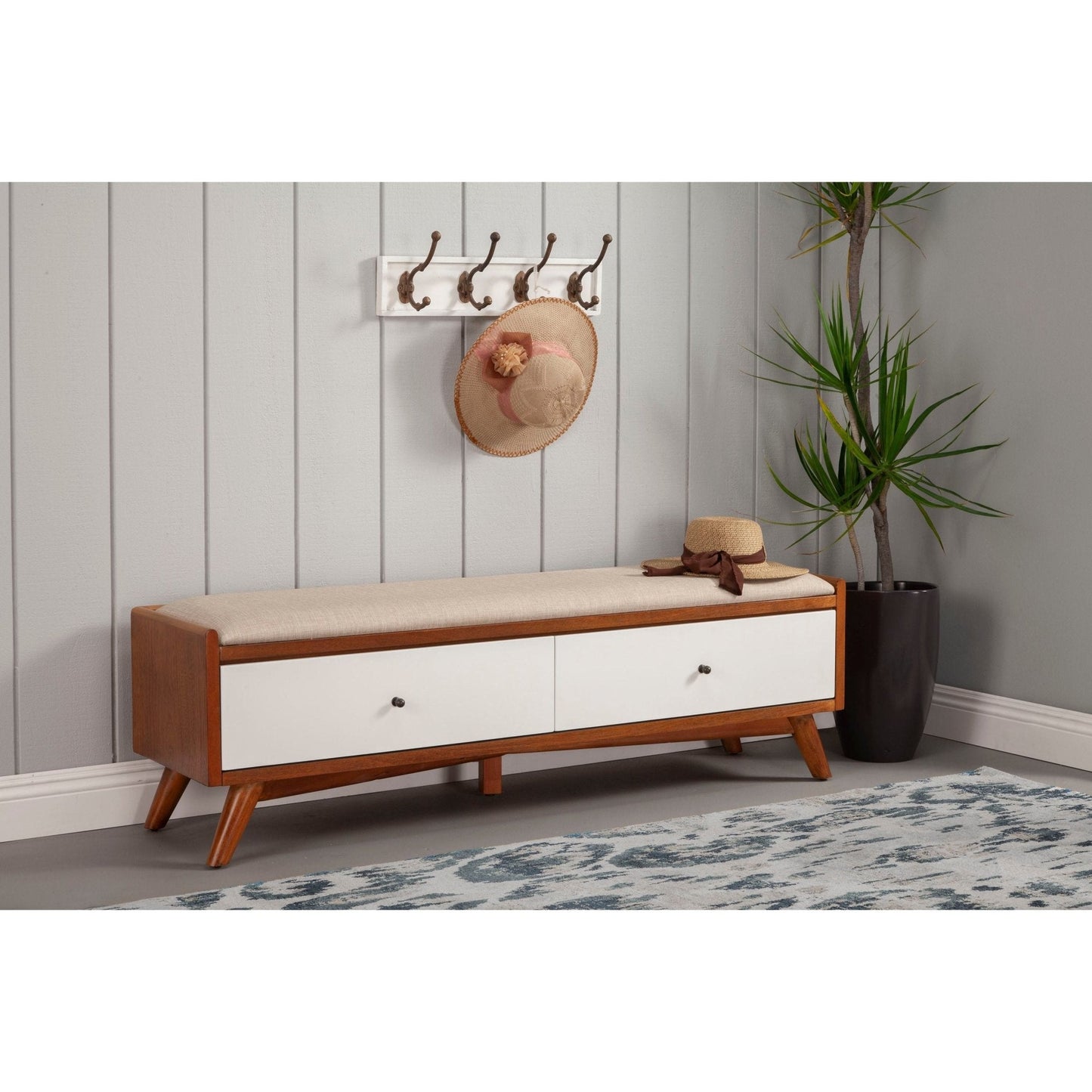 Flynn Bench, Cherry Acorn/White
