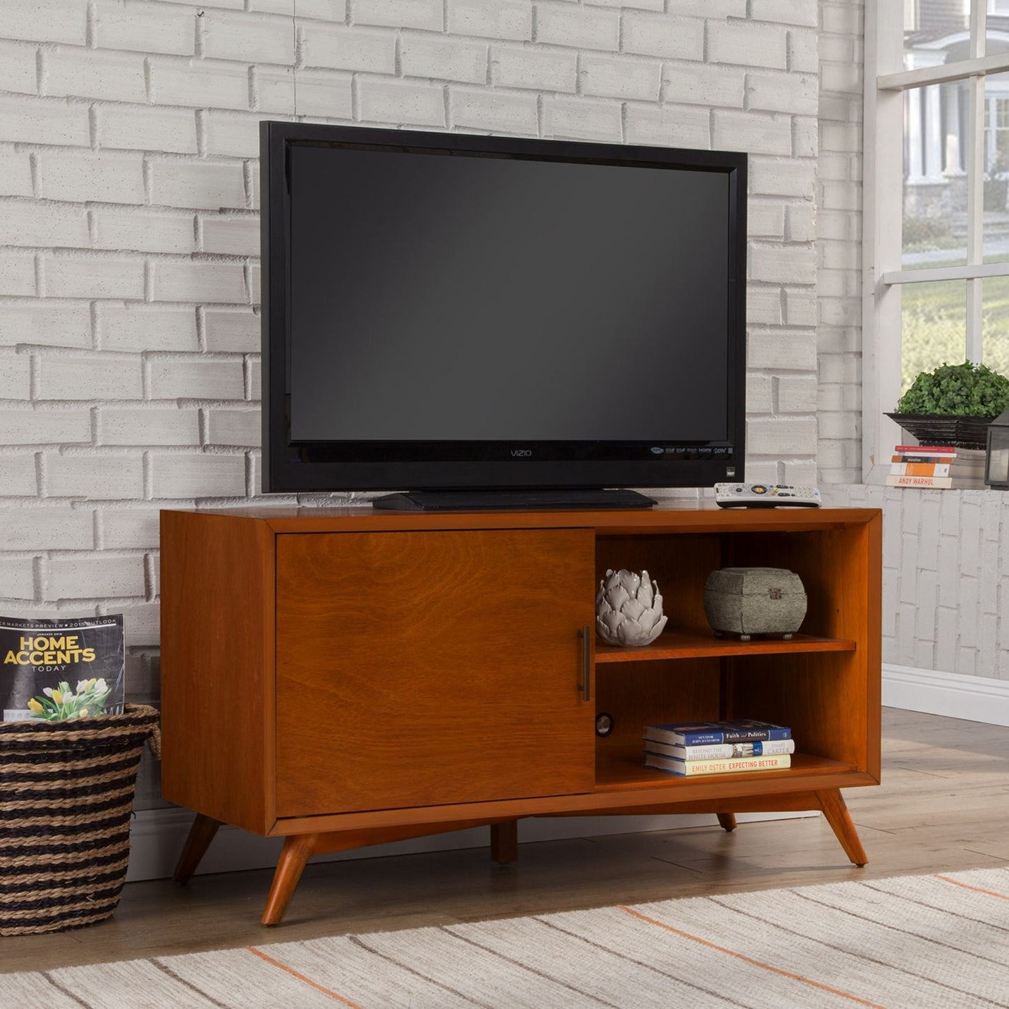 Flynn Small TV Console, Cherry Acorn