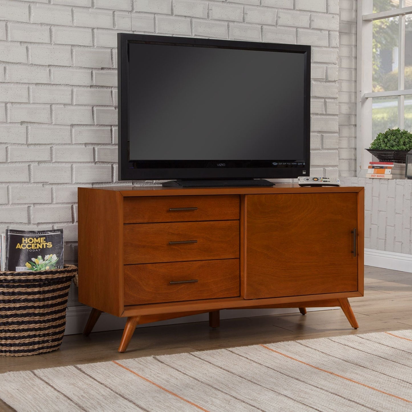 Flynn Small TV Console, Cherry Acorn