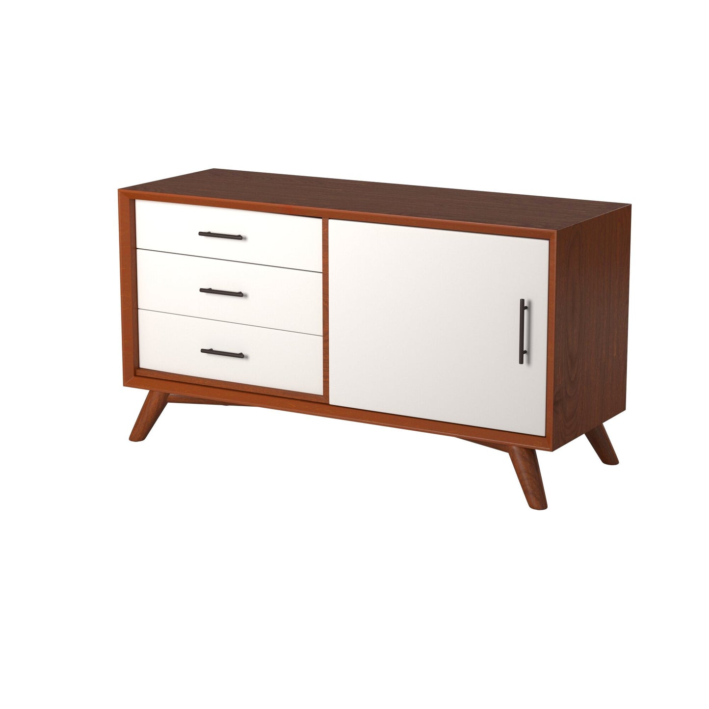 Flynn Small TV Console, Cherry Acorn/White