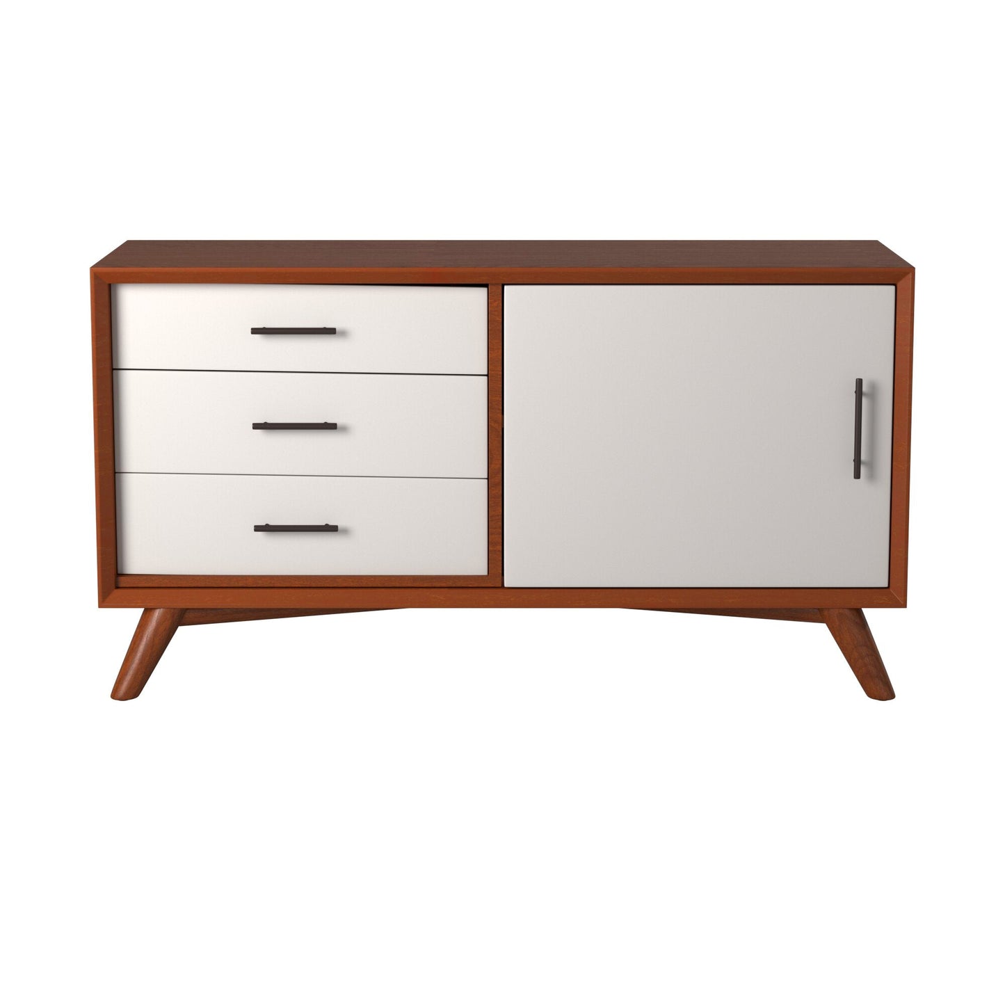 Flynn Small TV Console, Cherry Acorn/White