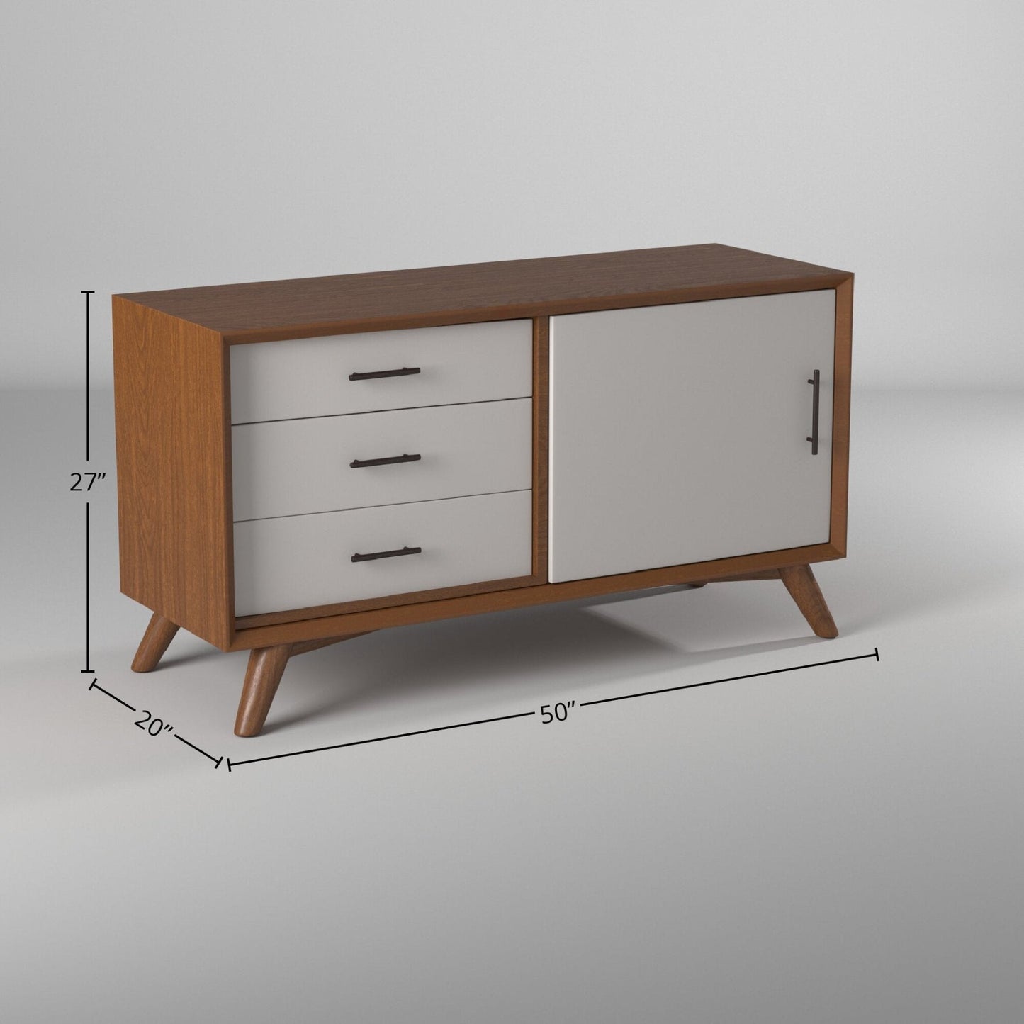 Flynn Small TV Console, Cherry Acorn/White