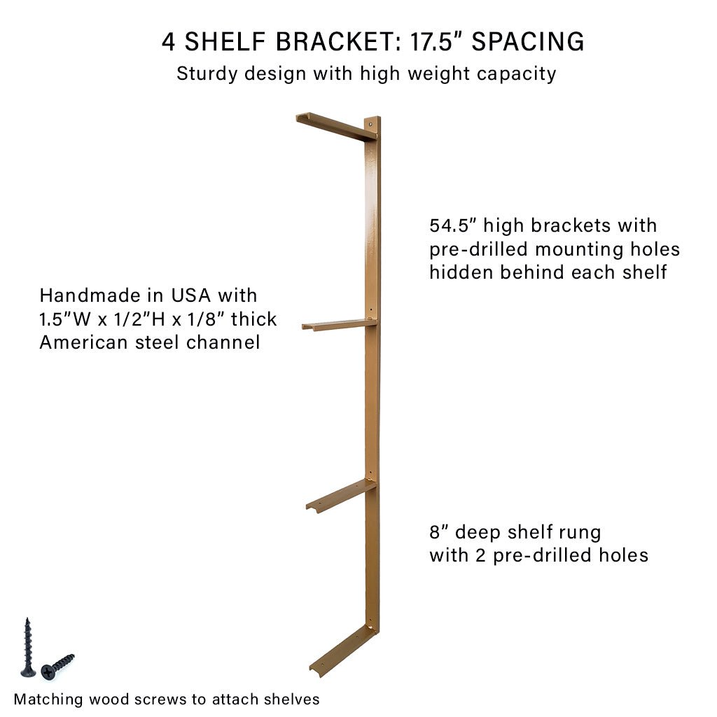 Wall Mount 4 Shelf Unit: 54.5" H