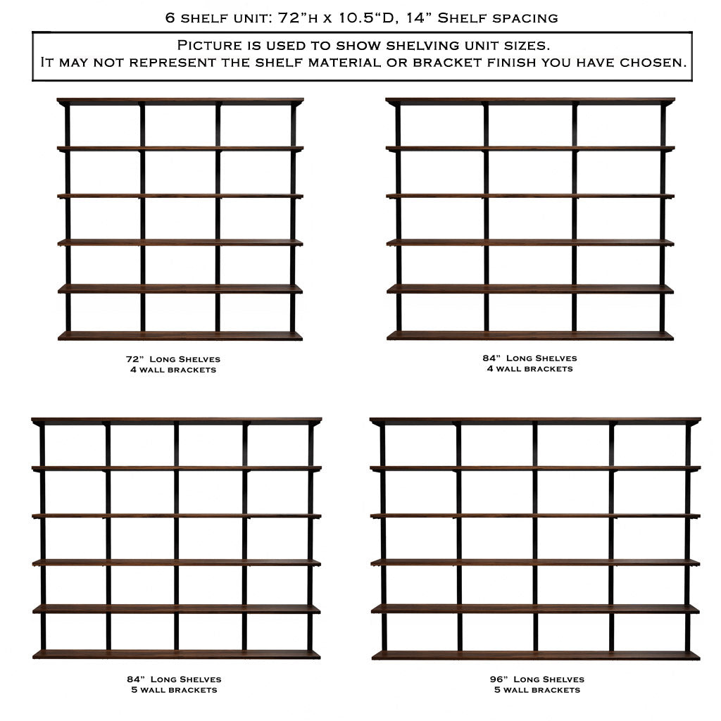 Wall Mount 6 Shelf Unit: 72" H