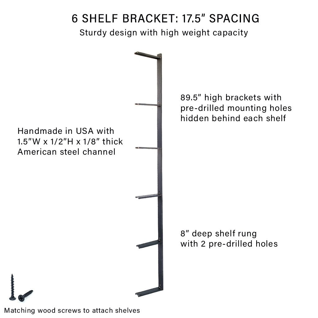 Wall Mount 6 Shelf Unit: 89.5" H