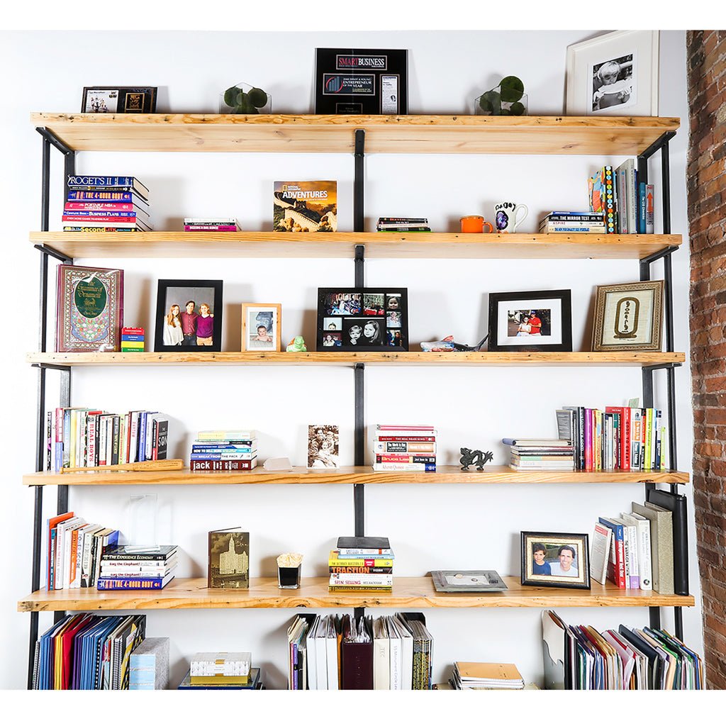 Wall Mount 6 Shelf Unit with Bookends: 89.5" H