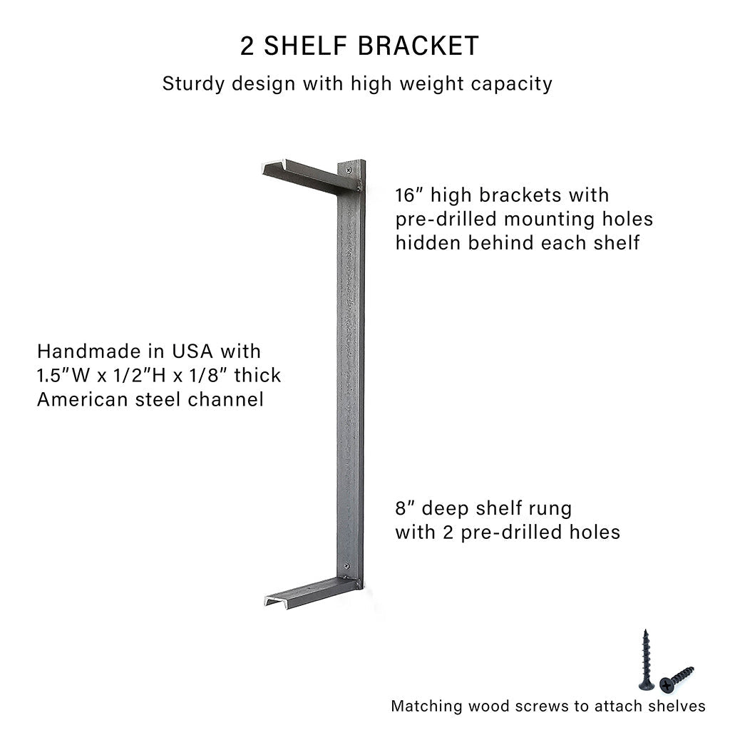 Wall Mount 2 Shelf Unit: 16" H