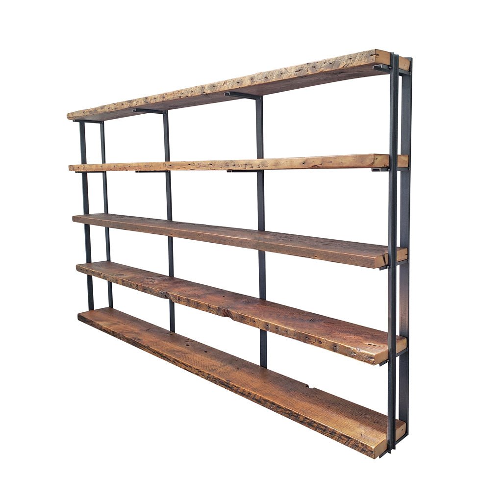 Wall Mount 5 Shelf Unit with Bookends: 58" H