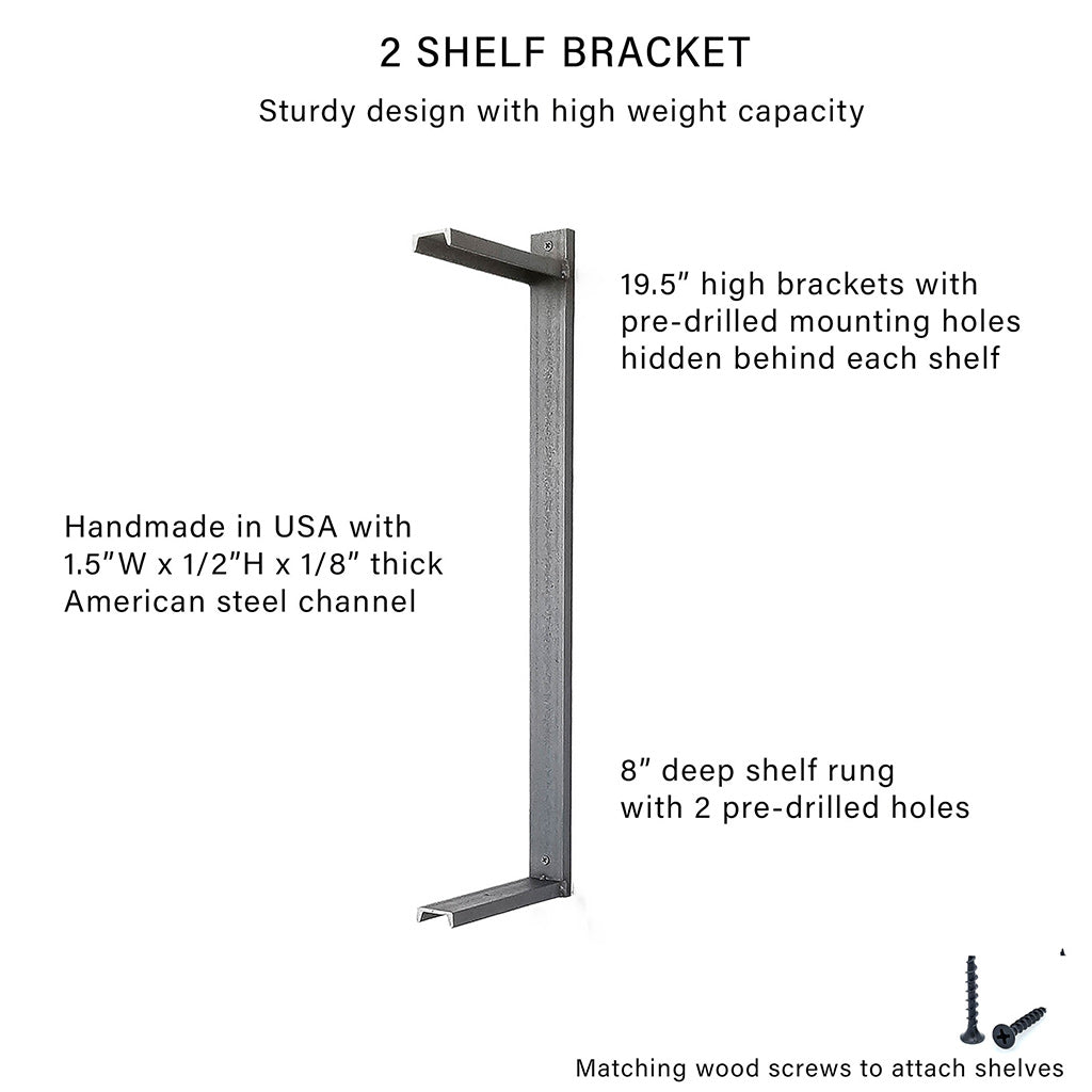 Wall Mount 2 Shelf Unit: 19.5" H