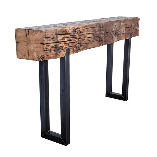 Reclaimed Beam and steel Console Table