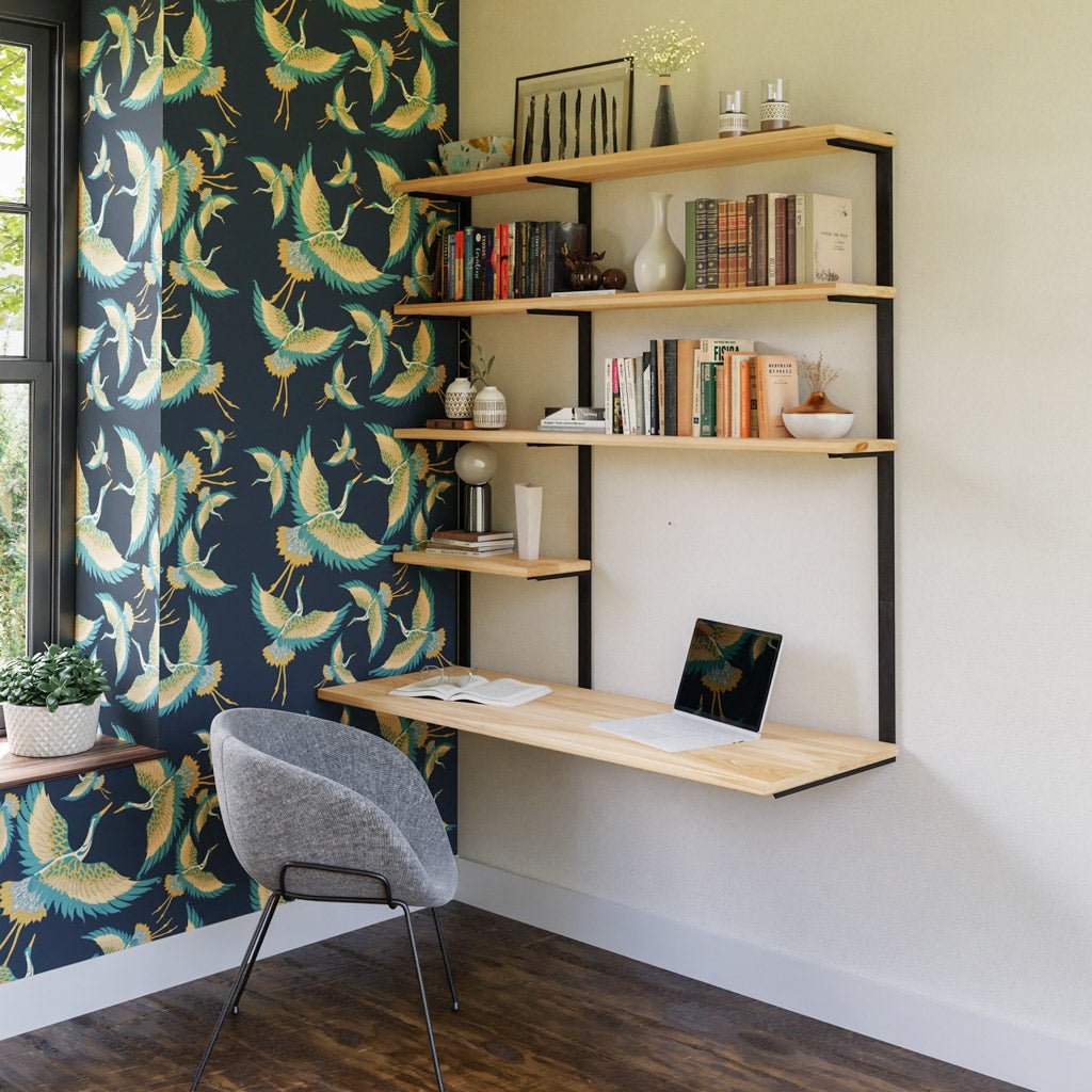 Floating Desk + 4 Shelves