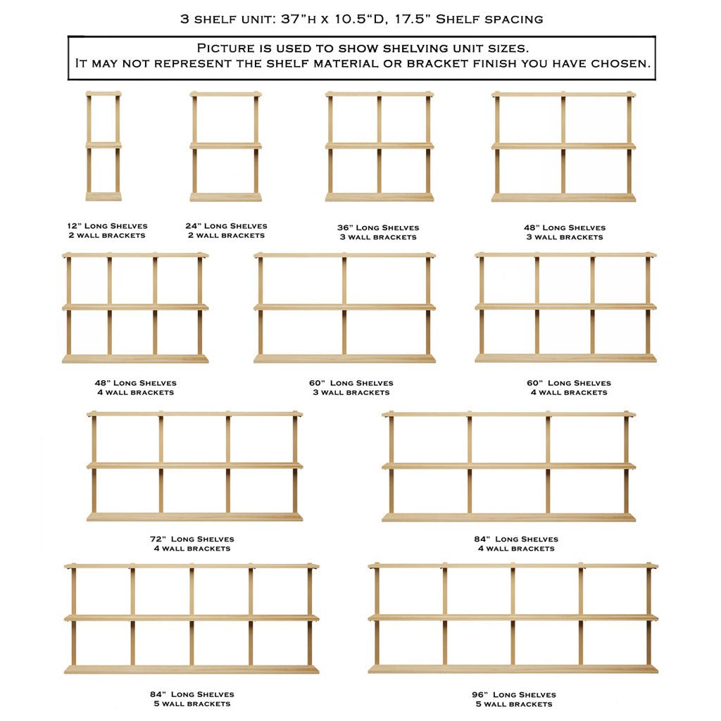 Wall Mount 2 Shelf Unit: 19.5" H