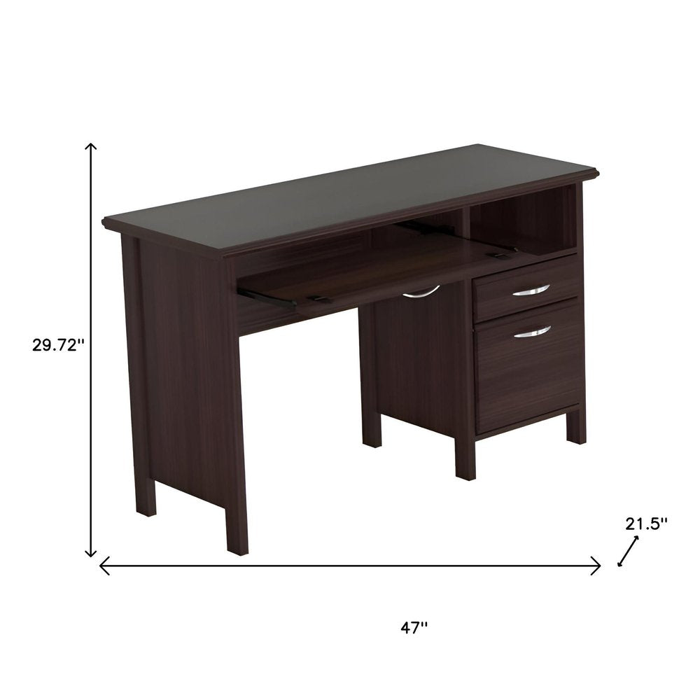 47" Espresso Computer Desk With Two Drawers