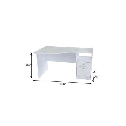 55" White Computer Desk With Two Drawers