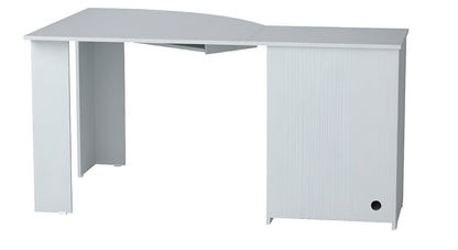 59" White Corner Computer Desk With Two Drawers