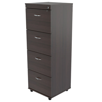 Espresso Wood Finish Four Large Drawer Filing Cabinet